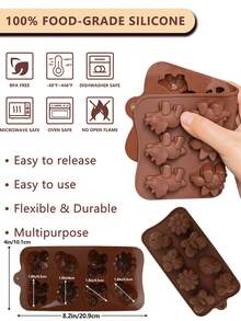 8-Cavity 2/3pcs Set Silicone Mold Animal Insect Dinosaur Multi-Style Creative Design Silicone High-Quality Kitchen Tool, Multi-Functional Heat-Resistant Non-Stick Easy-Release Easy-Clean Reusable Mold, Homemade Dessert Durable Kitchenware Suitable For Chocolate, Candy, Ice Cubes, Pudding And Cake Decoration Animal & Insect Shaped Baking Mold - 查看 6