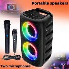 Bluetooth Speaker, Portable Wireless Karaoke Speaker, Wireless Speaker, Subwoofer, Wireless Bluetooth Sound System, FM Radio, With Ambient Lighting, Optional Microphone, Supports TF/USB, Suitable For Various Parties - View 11