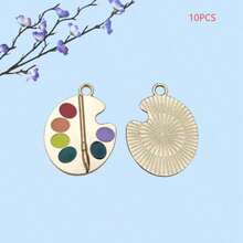 10PCS Mixed Color Vintage Gold & Silver Alloy Paintbrush Palette Pendant With Hole, DIY Necklace Keychain Charm Jewelry Accessories - Drawing Board - View 5