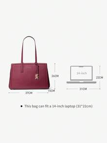 Michael Kors MK Laila 中號女款皮革托特包，休閒單肩包，經典通勤手提包，適合購物與旅行 - 玫瑰紅 - 查看 5