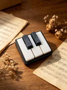 5.8cm Mini Piano Key Fidget Toy, Mechanical Switch Clicker Keychain, Desktop Stress Reliever Pocket Toy, Portable ASMR Clicky Sensory Toy For Backpack & Keys, Black & White - Multicolor - View 10