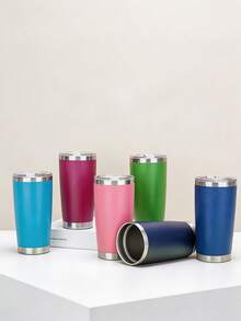 20oz Double Wall Vacuum Insulated Tumbler, 18/8 Stainless Steel Leak-Proof Travel Coffee Mug With Sliding Lid, Sweat-Proof Car Cup Holder Compatible, Suitable For Outdoor And Office - Multicolor - View 2