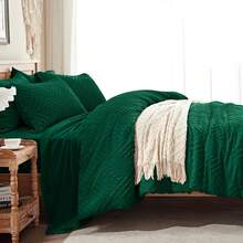 Zzlpp - 7 Piece Complete Duvet Set, Cream Tufted Bed In A Bag With Duvet And Sheets, All Season Boho Bedding Set With 1 Duvet, 2 Decorative Pillowcases, 2 - 翠綠色 - 查看 4