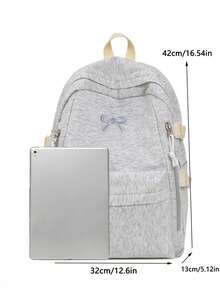 Ransel Bordir Pita Minimalis, Tas Sekolah Siswa Ringan dan Serbaguna dengan Desain Kompartemen Berlapis, Kapasitas Besar untuk Buku Pelajaran, Buku Catatan, Alat Tulis, dan Perlengkapan Belajar Lainnya, Kantong Samping untuk Botol Minum, Payung, Cocok untuk Sekolah, Bimbingan Belajar, Perjalanan, Belanja, Bepergian, Musim Kembali ke Sekolah, Unisex - MultiWarna - View 5