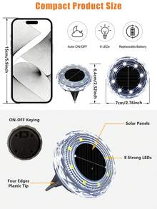 4/8/12PCS Solar Ground Lights, IP44 Waterproof In-Ground Solar Pathway Lamps, Dual Color LED Buried Landscape Lights With Auto On/Off Dusk To Dawn Sensor, Wireless Outdoor Lighting For Lawn, Driveway, Garden, Yard, Terrace, Steps & Patio Decor - Mini Brick In-ground Light - View 3