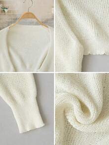 Autumn/Winter New Korean Style Sweet Casual Knit Vest Women's Gentle Style Short Cardigan Slimming Long Sleeve Shrug Daily Commute Versatile - Milky White - View 10