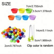 1 Juego de Pompones Arcoíris - Juguete Educativo de Reconocimiento de Colores y Entrenamiento de Concentración para Niños Pequeños, 78 piezas (7 Vasos de Colores + 1 Clip de Color Aleatorio + 70 Bolas de Algodón de 2cm) - Multicolor - Ver 11