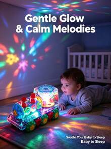1 pieza Tren eléctrico omnidireccional transparente para niños unisex, luces de colores, música, simulación de engranajes - Color de accesorio aleatorio, niños y niñas, regalo de cumpleaños, Navidad - Ver 12