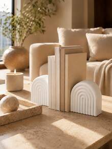 Decorative Concrete Bookends For Heavy Books – A Stylish Two Pieces Set Suitable For Any Bookshelf – Beautiful Bookends/Baffles That Add Flair To A Stylish Home, Office, Or Library Decor. - Decorative Bookends - View 5