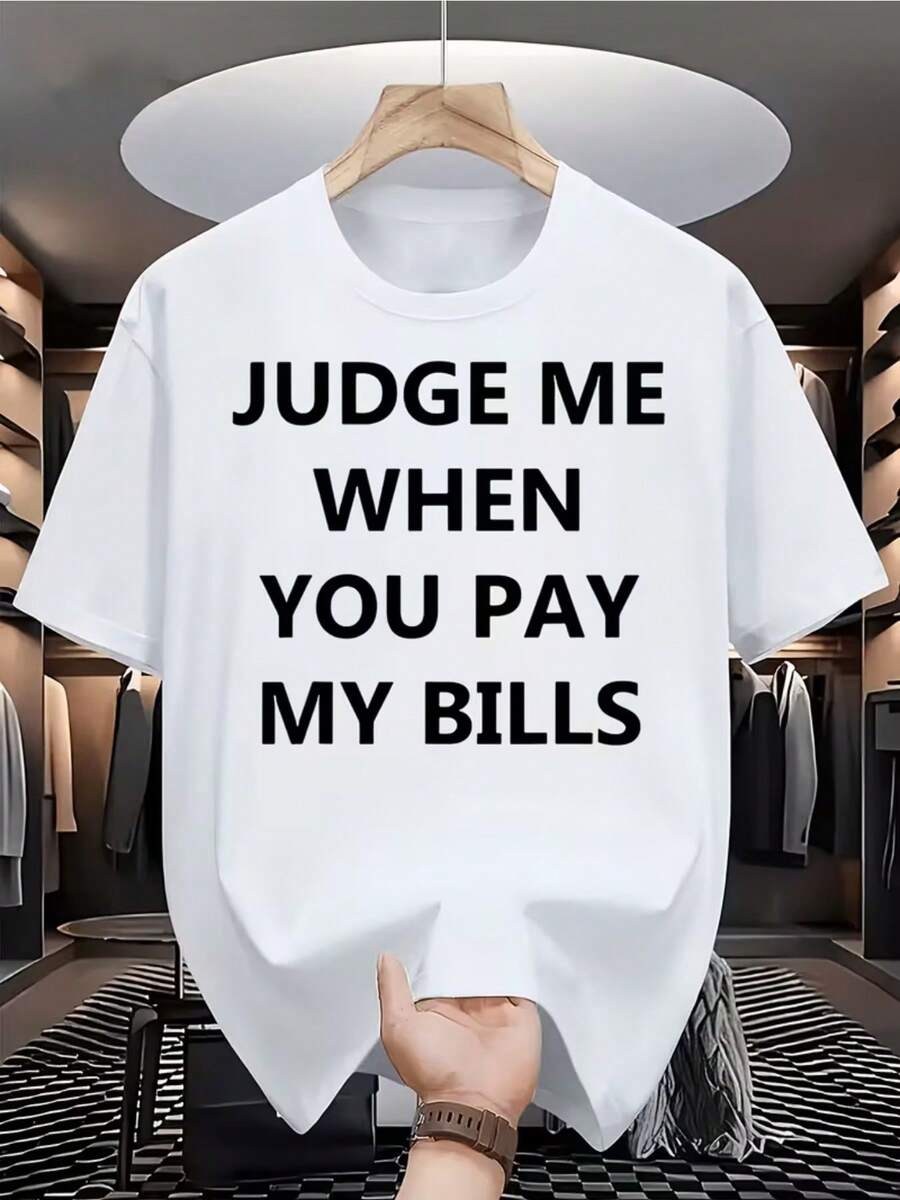 Funny T-Shirt "Don't Yell At Me When You Pay" - Short-Sleeved Crew Neck T-Shirt With A Bold Slogan, Suitable For The Gym, Workouts, And Casual Wear - Breathable Humor Clothing - 白色的 - 查看 1