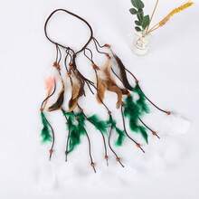 Bohemian Style Long Feather Headband Feather Hair Accessory Horse Racing Long Shawl - Khaki - View 5