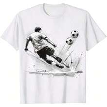 Playera Hombre Estampado de Fútbol – 100% Algodón Playera Copa del Mundo Hombre - Blanco - Ver 1