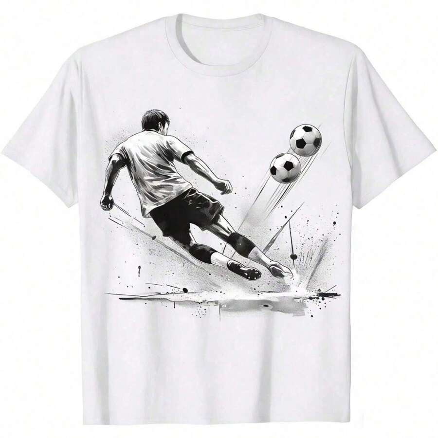 Playera Hombre Estampado de Fútbol – 100% Algodón Playera Copa del Mundo Hombre - Blanco - Ver 1