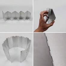 Outdoor Stove Windshield Aluminum Alloy Foldable Plate Camping Picnic Cooker Gas Screen - A - View 7