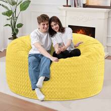 2-Leg Bean Bag Chair, Giant Bean Bag Chairs For Adults, Large Bean Bag Chairs With Memory Foam Filling, Large Bean Bag Chairs With Plush Cover - Gray - 黃色 - 查看 4