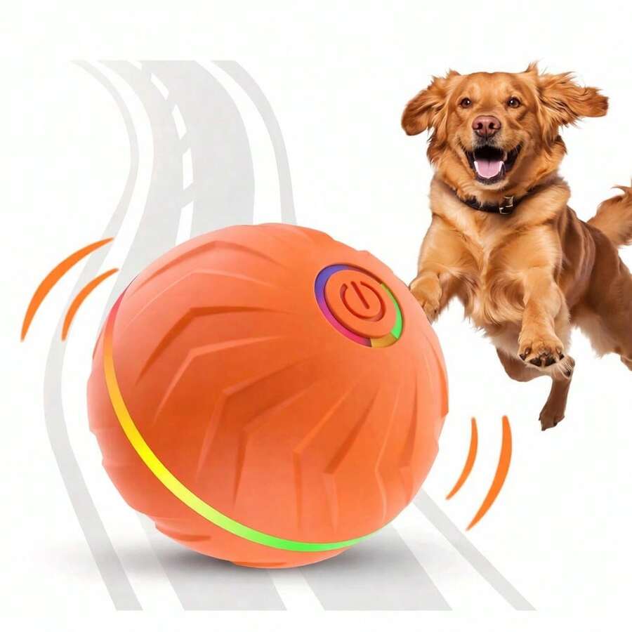 1 buah Bola Lompat Hewan Peliharaan Pintar Warna Acak, Mainan Interaktif yang Menyenangkan dan Tahan Lama, Dapat Diisi Ulang USB, Karet Termoplastik, Gerakan Acak, Cocok untuk Anjing Kecil Bermain