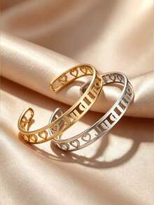 1pc Metal Style Bracelet, Customizable Personalized Name, Stainless Steel Material, Multiple Styles Available, Comes With Gift Box, Suitable For Daily Wear, Valentine's Day, Mother's Day, Anniversary And Other Occasions - Metal Bracelet - View 3