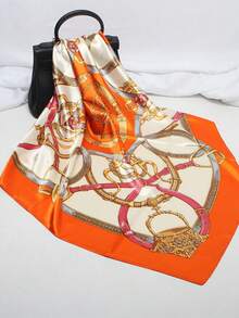 Large Square Satin Silky Touch Headscarf, Bohemian Vintage Paisley Floral Print Fashion, Luxury Smooth Soft Hair Scarf, Elegant Hair Accessory For Women And Girls, Headscarf, Neck Scarf, Bag Strap, Daily Casual Street Style, Bohemian Aesthetic, OOTD, Travel, Beach Vacation, Summer Holiday, Valentine's Day, Mother's Day, Birthday, Graduation Gift, Accessory, Multiple Styles - Multicolor - View 7