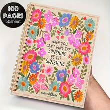 Literary And Fresh Floral Illustration A5 Notebook Golden Spiral Coil 50 Sheets 100 Pages Student Classroom Notes Office Memo Journal Diary Creative Stationery Notebook Diary - Suitable For Professionals School Supplies - Multicolor - View 17