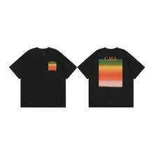 Tropical Palm Tennis Club Graphic Tee, Triangle Vintage Landscape Print Crew Neck Loose Fit Cotton T-Shirt - C78 Black - View 5