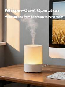 kinscoter 1 buah Diffuser Aroma Mini USB, Kapasitas 120ml, Ringkas & Portabel, Pelembap Udara Ultrasonik, Lampu Malam Berwarna Ringan, Diffuser Minyak Esensial, Cocok Untuk Kantor, Rumah, dan Hotel - Putih - View 9