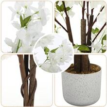 Artificial Cherry Blossom Tree for Home & Office – 4/5/6ft Realistic Faux Flower Plant, White or Pink Blooms, Decorative Potted Tree, Single Tree - weiß 150 cm - Übersicht 3