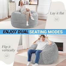 2-Leg Bean Bag Chair, Giant Bean Bag Chairs For Adults, Large Bean Bag Chairs With Memory Foam Filling, Large Bean Bag Chairs With Plush Cover - Gray - 淺灰色 - 查看 2