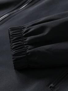 1pc Men's Solid Color Zipper Decor Hooded Jacket, Suitable For Daily Casual And Outdoor Travel - Black - View 6