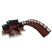 中式庭院小橋微景觀魚缸裝飾古建築擺件，迷你庭院裝飾品 - 彩色 - 查看 10