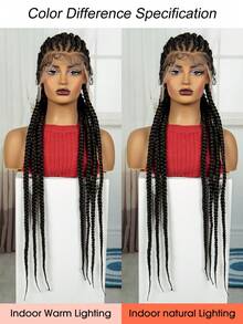 A ANYTIME Peluca de Dreadlocks Largos Africanos de Moda Trenzados a Mano de Encaje Completo de Alta Gama - Negro - Ver 5