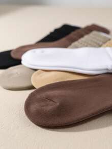 1/5/6/10/20 Pairs Women's Solid Color Layered Socks, Fashionable Cute Tight Casual Versatile - Multicolor - View 3