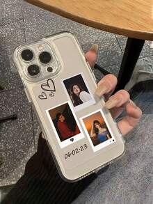 1件 DIY 3張照片與週年日期客製化線條愛心圖案超薄透明 TPU 手機殼，適用於 Apple Duo/18ProMax/17ProMax/16Pro/15/14Plus/13Pro/12ProMax/11/XsMax/8/7/6Plus，商務高級風，送給領導、朋友、父親、母親、男友、女友的最佳禮物 - 無色 - 查看 6
