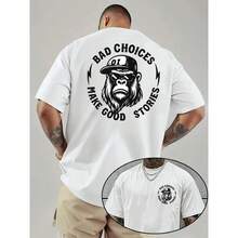 Ias, Men's T-Shirt With Chimpanzee Print, Men's Clothing, Unisex Crew Neck T-Shirt For Men And Women, All-Season Comfort, 100% High-Density Cotton. - 白色 - 查看 1