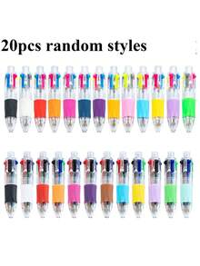 10/20 PCS Mini Four-Color Pen/Cute Portable Four-Color Pen - Random, Perfect Gift For Birthday | Independence Day | Labor Day | B, First Day Of School - Multicolor - View 6