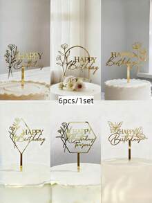 Shiny Birthday Cake Decoration, 3D Double-Sided Cake Topper, Perfect For Enhancing Birthday Cake Presentation, Also Suitable As Photo Booth Prop - Multicolor - View 3