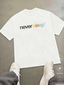 Za Unisex T-Shirt 100% Cotton Regular Fit With Graphic Print, Short Sleeve, Casual Style, Summer Streetwear, Urban Style, Printed Top, Vintage Fashion, Soft And Breathable. - 薄荷藍 - 查看 1