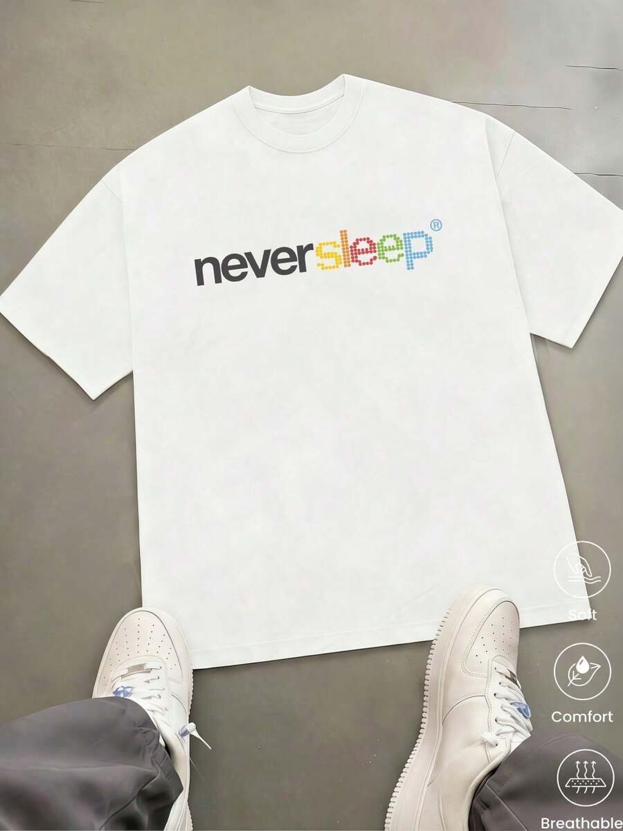 Za Unisex T-Shirt 100% Cotton Regular Fit With Graphic Print, Short Sleeve, Casual Style, Summer Streetwear, Urban Style, Printed Top, Vintage Fashion, Soft And Breathable. - 薄荷藍 - 查看 1
