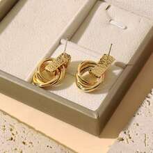 BEMMY 1 Par Brincos redondos irregulares Retrô, Adequado para uso diário, festas, férias na praia e festivais de música. - Dourado - Visão 7