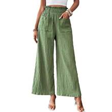 Pantalones Casuales de Moda para Mujer, Color Sólido, Estilo Europeo y Americano 2026 - Verde matcha - Ver 5