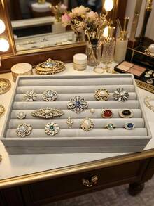 1/4/8pcs Velvet Multi-Color Ring Jewelry Storage Tray, Drawer-Style, Flocked, Jewelry Organizer Box, Anti-Oxidation, Ring, Earring, Bracelet, Organizer Tray - Multicolor - View 4