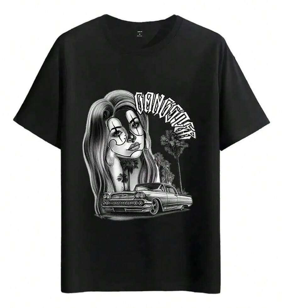 Tshirt Muscle Freaks Calavera Girl Estilo Lowrider-Playera negra - Negro - Ver 1