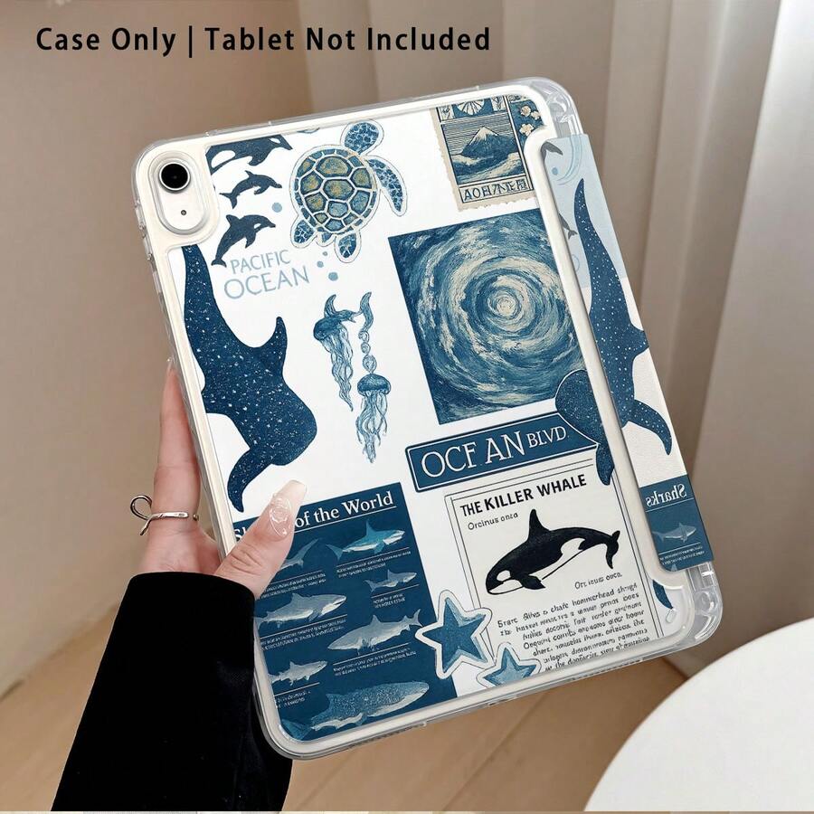 彩繪海龜、海星、海豚、水母圖案平板保護殼附支架,相容 Honor 8/9/10/X8/X8A/X9/X8Pro/X9Pro、MatePad SE 11"/MatePad 11"/11.5"、MatePad Pro、Apple 10th/11th Gen 2025 (A16)、Galaxy Tab A7/A9 及其他熱門機型 - 款式22 - 查看 1