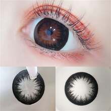 Leermoo One Pair Of Snowflake Black Color Contact Lenses Yearly Use Prescription 14.5mm DIA 8.6mm BC Big Eye Girl Natural Enlargement Small Pupil Effect Daily Cosmetic Color Contacts, Enhanced Eye Beauty, Photo-Ready Glam Look, Party Makeup - Snowflake Black - View 7