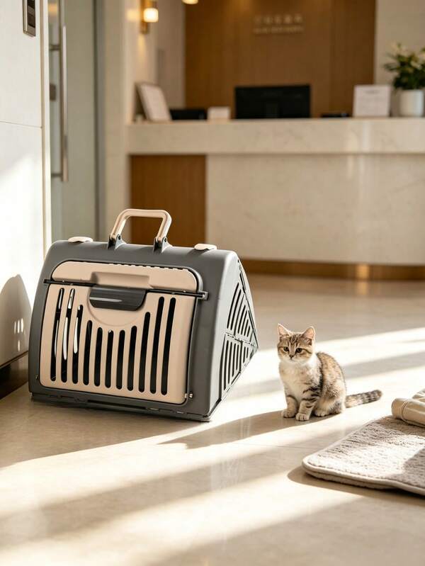 1 Piece Airline Crate With Foldable Design For Space-Saving Storage, Large Breathable Mesh Panels For Good Ventilation, Easy Access For Cats And Dogs, Suitable For Travel And Air Shipping
