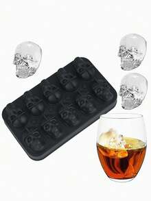 Halloween 3D Skull Ice Cube Mold, Skull Shape Design, Suitable For Ice Cubes, Desserts, Gummies, Pastries, Jelly, Fondant Cake Decoration, Cupcake Decoration, Candles, Halloween Party - Multicolor - View 2