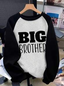 2pcs/Set Tween Boys Round Neck Raglan Sleeve Printed Sweatshirt And Simple Casual Sports Pants, Autumn/Winter New Boys Outfit - Multicolor - View 5