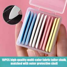 10 piezas de bolígrafos marcadores de tela multicolor, juego de tiza de sastre con caja protectora, tiza de costura borrable, adecuada para marcado de tela, patronaje de prendas, sastrería, acolchado, manualidades de costura DIY - A - Ver 7