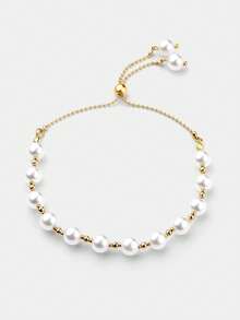 Ashenrae Faux Pearl Decor Beaded Bracelet - Multicolor - View 1