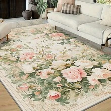 Velvet Weight 950g/M², Thickness 8.6mm, 1pc. Exquisite Floral Pattern Large Carpet, Soft And Comfortable Touch, Suitable For Bedroom Use, Machine Washable And Easy To Clean, Suitable For Indoor Use. - European-style Flowers - View 10