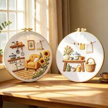 2 Styles Cozy Healing Pastoral Home Decor Embroidery Kit, Beginner-Friendly Full Tool Set, Stress Relief DIY Embroidery Ornament, Soft Decor For Sideboard, Windowsill, Desktop, Gentle And Exquisite Handmade Gift For Friends And Family - Multicolor - View 12